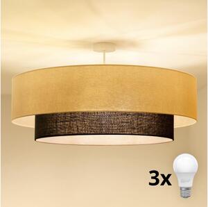 Brilagi - Lustru aplicat LED Boho, 3 x E27, 15 W, 230 V, diametru 80 cm, crem/maro