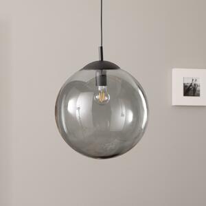 TK Lighting Lampă suspendată Esme, sticlă, grafit-transparent, 1 lumină, Ø 35 cm, reglabil, Transparent, Camera de zi / sufragerie, Sticlă, Modern, glob