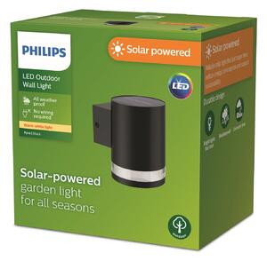 Philips LED lumina solară de perete în aer liber Fyce, Negru, Plastic, Modern, Soclu de perete jos