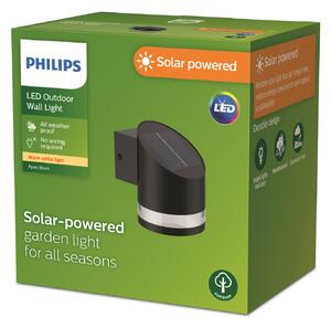 Philips Aplică de perete LED solar Fyve, Negru, Plastic, Modern, Soclu de perete jos