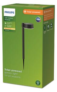 Philips Lumină solară cu LED-uri Vynce, Ø cap 11,2 cm, Negru, Plastic, Modern, Spot de exterior / vârf de pământ