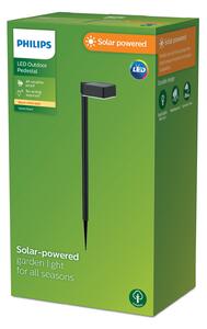 Philips Lumină solară cu LED-uri Vynce, cap 10,5 x cm, Negru, Plastic, Modern, Spot de exterior / vârf de pământ