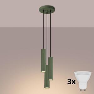 Brilagi - Lustră LED pe cablu CRESTO, 3xGU10/10W/230V, verde