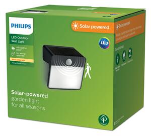 Philips LED-Solar aplică de perete Yarixa, senzor mișcare, Negru, Plastic, Modern