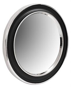 Oglindă rotunda cu rama din fier si MDF negru/argintiu 4x58x58 cm