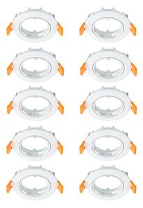 PRIOS Prios plafonieră LED încastrată Fibur, alb, zinc, Ø 8,2 cm, 10 unități, reglabil, Alb, Camera de zi / sufragerie, Metal, Modern