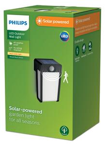 Philips LED-solară aplică de perete Shroud, negru/opal, senzor, Negru, Plastic, Modern