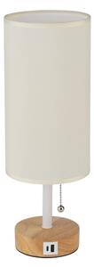 Brilagi - Lampă de masă TABLON cu port USB, 1xE27/25W/230V, stejar/alb/crem
