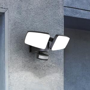 Heitronic LED solar de perete pentru exterior Duplex, 2 becuri, montare pe colț, Negru, Plastic