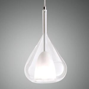 Fabas Luce Lampă suspendată violet, transparent, 1 lumină, sticlă, reglabil, Transparent, Camera de zi / sufragerie, Sticlă, Modern
