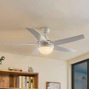 Lindby Ventilator de tavan cu lumină Auraya, silențios, alb, Alb, Camera de zi / sufragerie, Metal, Modern