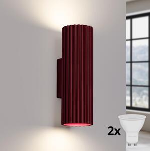 Brilagi - Aplică de perete LED CRESTO, 2x GU10, 10 W, 230 V, 20 cm, burgund