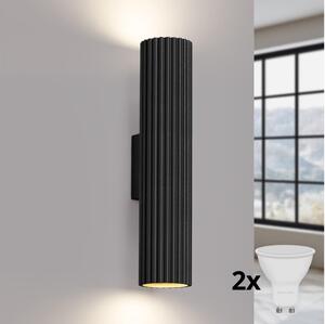Brilagi - Aplica de perete LED CRESTO, 2 x GU10, 10 W, 230 V, 30 cm, negru
