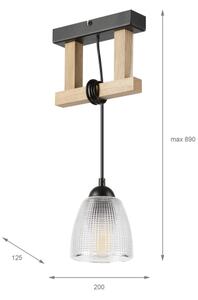Pendul pe cablu LEANDRA 1xE27/15W/230V stejar/negru