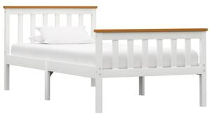 Cadru de pat cu 2 sertare, alb, 100 x 200 cm, lemn masiv pin