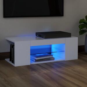 Comodă TV cu lumini LED, alb, 90x39x30 cm