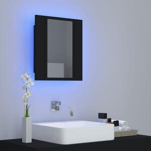 Dulap de baie cu oglindă & LED, negru, 40x12x45 cm