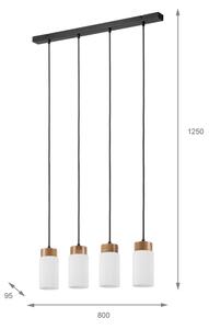 Lustră suspendată pe cablu MARKUS, 4 x E27, 15W, 230V, negru/stejar