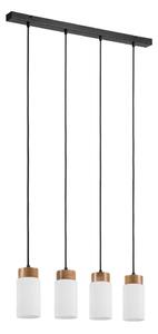 Lustră suspendată pe cablu MARKUS, 4 x E27, 15W, 230V, negru/stejar