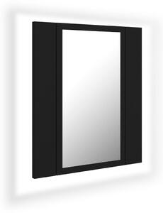 Dulap de baie cu oglindă & LED, negru, 40x12x45 cm