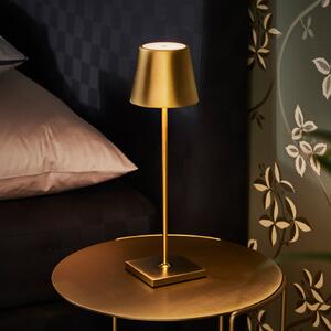 Sigor Nuindie LED lampă de masă reîncărcabilă, USB-C, aurie, IP54, dimabil, reglabil, Auriu / Alamă, Camera de zi / sufragerie, Metal, Modern