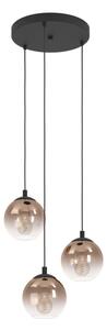 Eglo 901925 - Lustră pe cablu ARISCANI 3xE27/60W/230V negru/bej/fumuriu