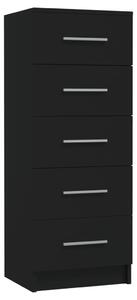 Comodă înaltă cu sertare, negru, 41x35x106 cm, PAL