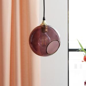 DESIGN BY US Lampă suspendată Ballroom, violet, Ø 20 cm, sticlă, reglabil, Violet, Camera de zi / sufragerie, Sticlă, Design, glob