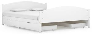 Cadru de pat cu 4 sertare, alb, 160x200 cm, lemn masiv de pin
