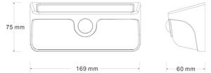 Aplica solară de perete LED LINK cu senzor, 5 W, 3,7 V, 2000 mAh, IP65, negru