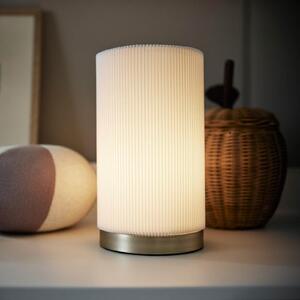 PR Home Lampă de masă Dora, albă, înălțime 25 cm, Alb, dormitor, Țesătură / Textil