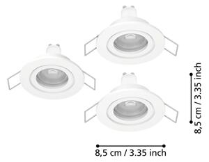 Eglo 902248 - Set 3x spoturi încastrate LED BARRANCO pentru baie, 1xGU10/4,5W/230V, IP44, alb