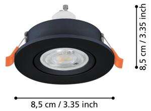 Eglo BARRANCO 902249 – Spot LED încastrat pentru baie, 1x GU10, 4,5 W, 230 V, IP44, negru