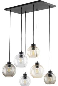 BRILAGI - Lustră suspendată pe cablu QUADRA 6xE27/15W/230V negru/fumuriu bej/transparent