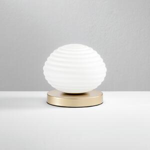 Eco-Light Lampă de masă Ripple, aurie/opal, Ø 18 cm, Alb, Camera de zi / sufragerie, Sticlă, Modern