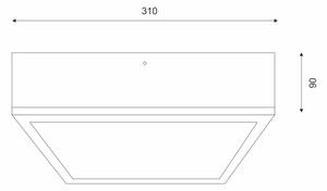 Plafonieră NATURAL SQUARE 2xE27/15W/230V 31x31 cm pin/negru