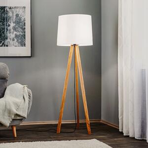 Lampadar Quitani Alos, stejar, chintz alb, tripod