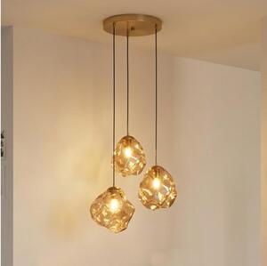 Lustră suspendată pe cablu CRISTAL 3xE14/15W/230V alamă/bej fumuriu