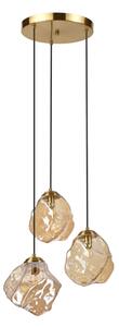 Lustră suspendată pe cablu CRISTAL 3xE14/15W/230V alamă/bej fumuriu