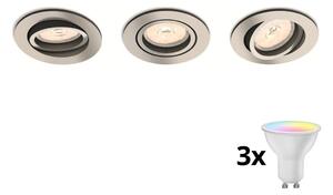 Philips 50393/17/PN - Set 3x spoturi LED RGBW încastrate, reglabile, cu 1x GU10/4,8W/230V, crom + telecomandă