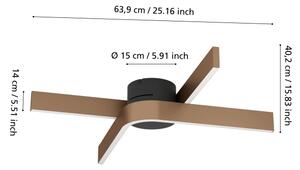 Eglo 901863 - Plafonieră LED RGBW FOLCINO-Z dimabilă, 2xLED/18W/230V, cupru/negru