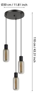 Eglo 901004 - Lustră suspendată pe cablu MAIONE 3xE27/4W/230V negru/fumuriu