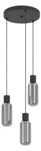 Eglo 901004 - Lustră suspendată pe cablu MAIONE 3xE27/4W/230V negru/fumuriu