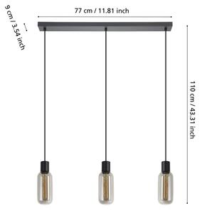 Eglo 901005 - Pendul MAIONE cu cablu 3xE27/4W/230V negru/fumuriu