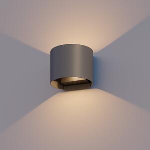 Calex LED lampă de perete exterior ovală, sus/jos, înălțime 10 cm, antracit, Negru, Aluminiu, Modern, Priză de perete sus / jos