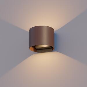 Calex LED lampă de perete exterior ovală, sus/jos, înălțime 10 cm, maro ruginiu, Maro / Rugină, Aluminiu, Modern, Priză de perete sus / jos