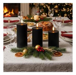 Set de 3 lumânări LED BRILLO, alimentare 2x AA, negru, cu telecomandă