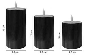 Set de 3 lumânări LED BRILLO, alimentare 2x AA, negru, cu telecomandă