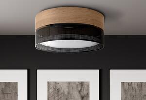 TK Lighting Plafonieră Nicol, negru, aspect lemn, Ø 50 cm, 4 x E27, reglabil, Negru, Camera de zi / sufragerie, Metal, Modern