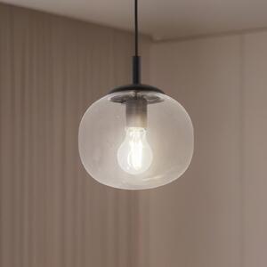 TK Lighting Lampă suspendată Vibe, sticlă transparentă, Ø 20 cm, reglabil, Transparent, Camera de zi / sufragerie, Sticlă, Modern